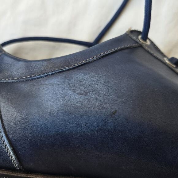 Forzieri Firenze Men's Leather Lace Up Casual Shoes Navy/Red Size 8/US 8.5 Italy - Picture 10 of 10